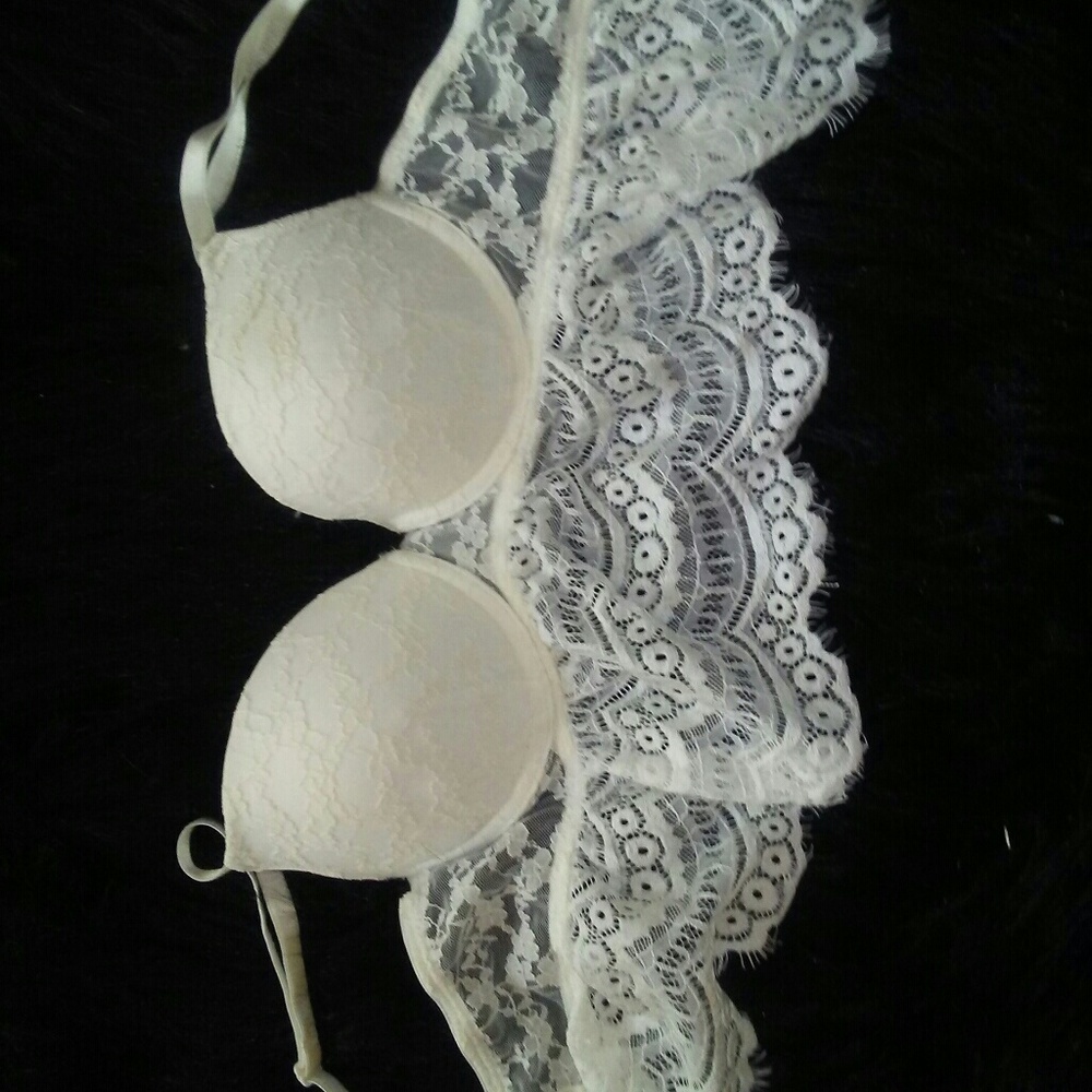 Lace white push up bra